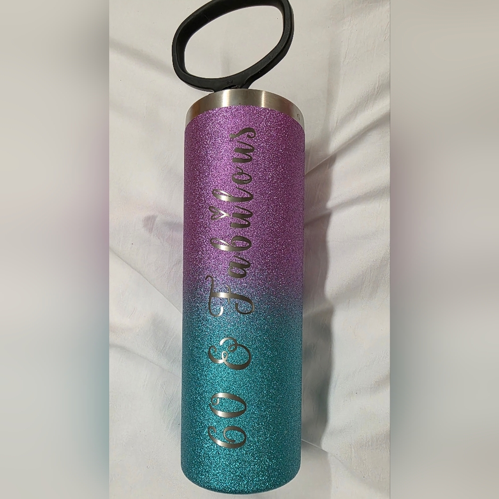 Glittery Purple and Teal Tumbler 60 & FABULOUS! NEW NEVER USED!